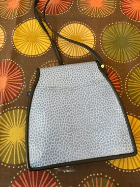 Light blue Textured Crossbody Bag with Black Trim